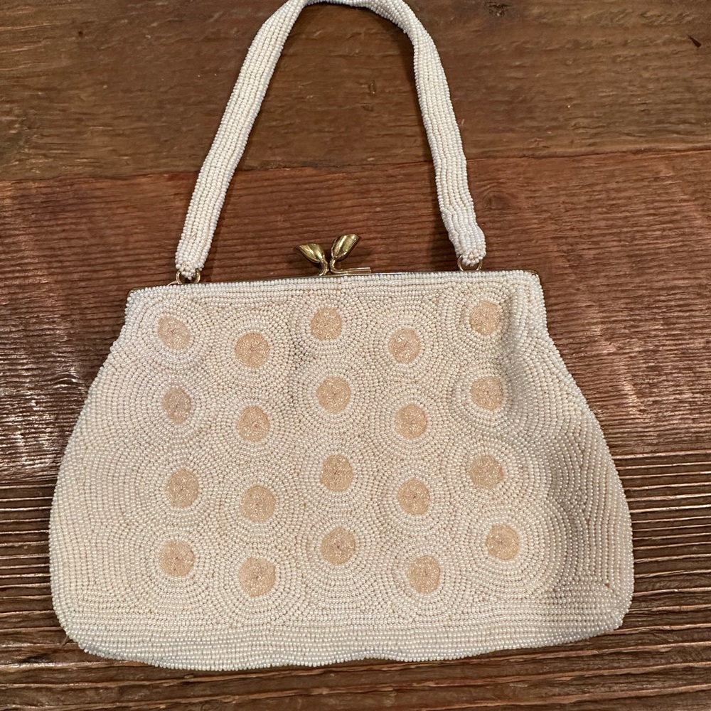 Vintage Ivory Beaded handbag Made In Belgium For Marshall Field & Co
